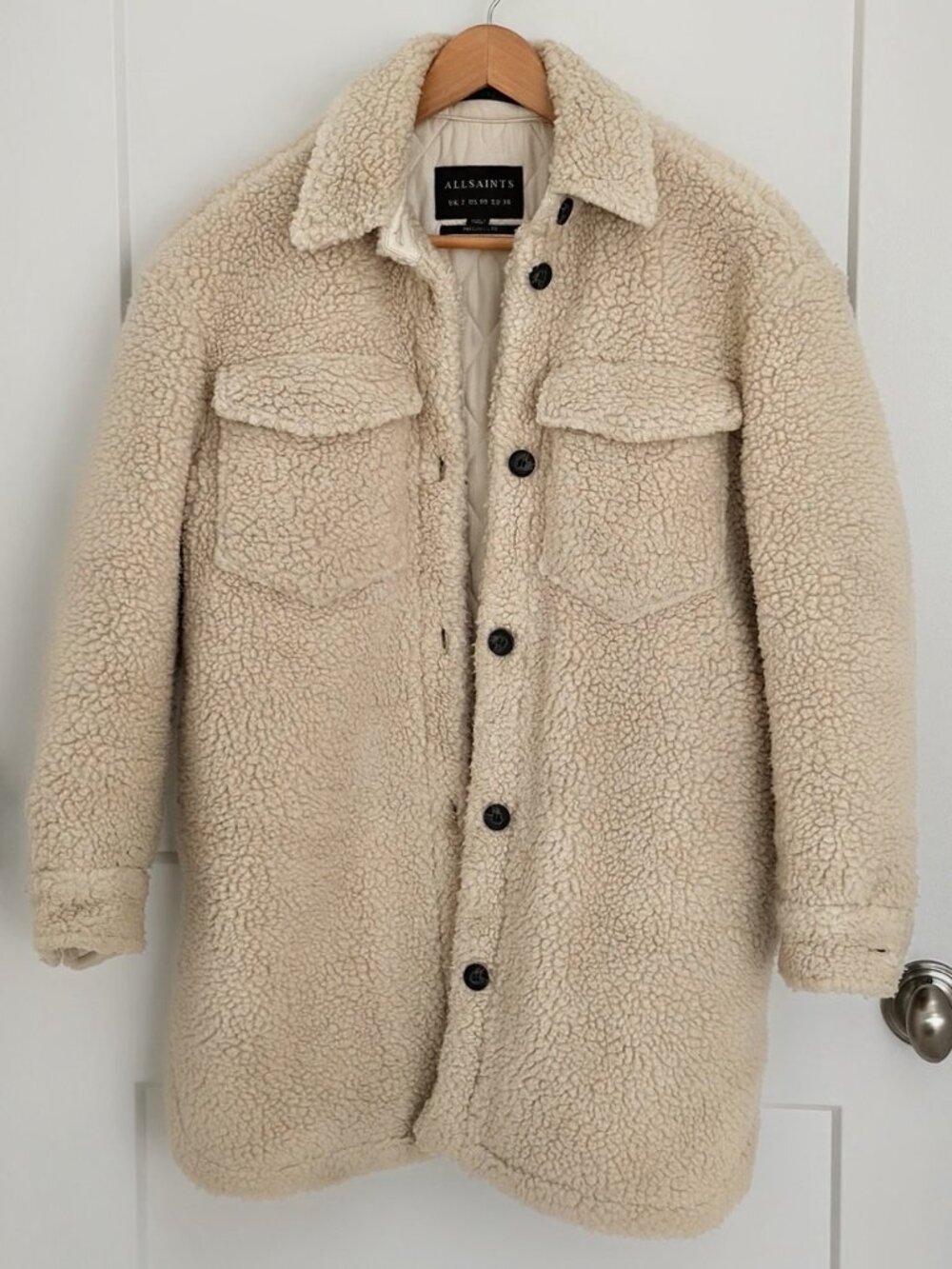 ALL SAINTS LIGHT BEIGE SHERPA BARN JACKET SIZE 00